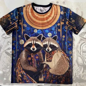 Футболки с полной запечаткой: Родина єнотів